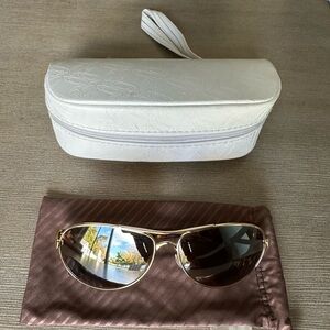 Oakley feedback Gold and Tortoiseshell aviator Sunglasses with bag and case